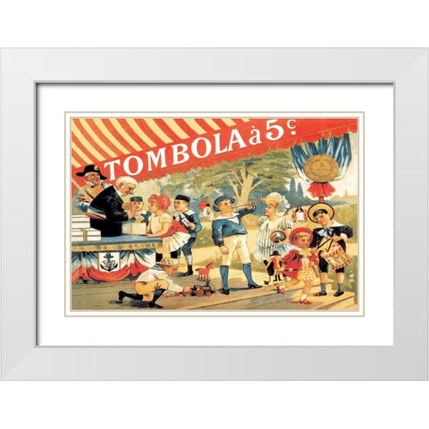 Tombola, 1888 White Modern Wood Framed Art Print with Double Matting by Steinlen, Theophile Alexandre