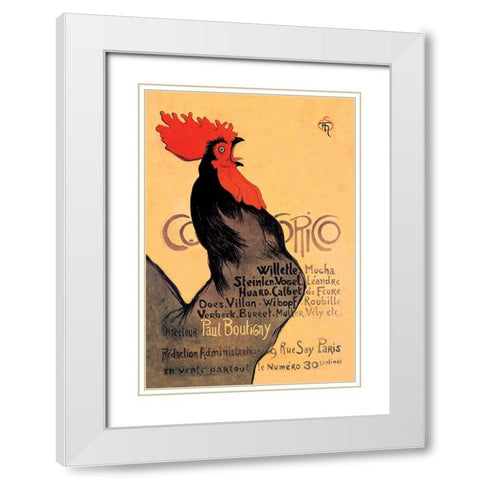 Cocorico, 1899 White Modern Wood Framed Art Print with Double Matting by Steinlen, Theophile Alexandre