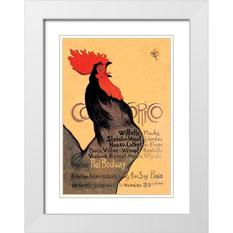 Cocorico, 1899 White Modern Wood Framed Art Print with Double Matting by Steinlen, Theophile Alexandre