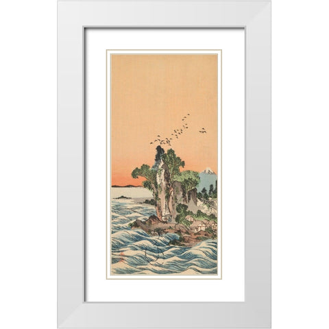 View of Shichirigahama, 1880 White Modern Wood Framed Art Print with Double Matting by Tani, Buncho