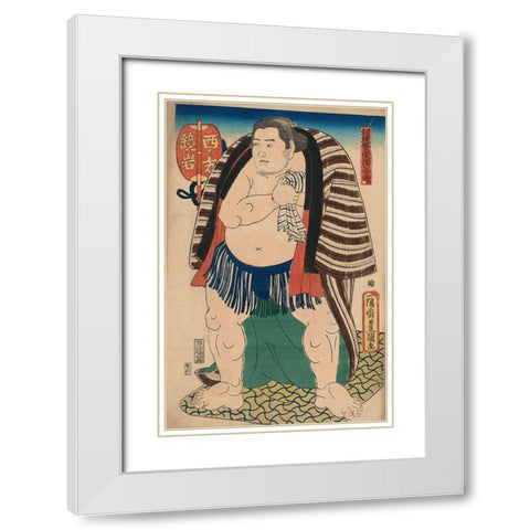 Victorious Sumo, 1850 White Modern Wood Framed Art Print with Double Matting by Unknown