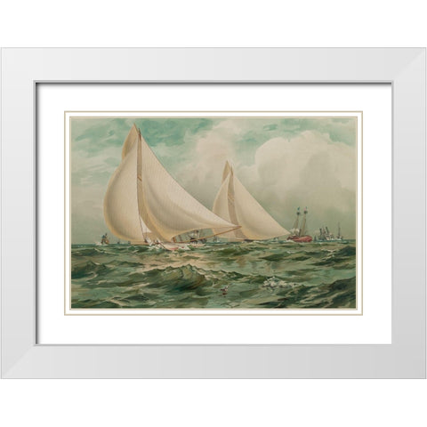 Vigilant and Valkyre, 1872 White Modern Wood Framed Art Print with Double Matting by Unknown