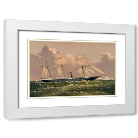 Yacht Jeannette, 1881 White Modern Wood Framed Art Print with Double Matting by Unknown