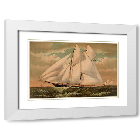 Yacht Norseman of New York, 1882 White Modern Wood Framed Art Print with Double Matting by Unknown