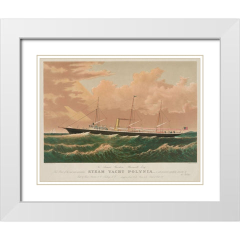 Steam yacht Polynia, 1884 White Modern Wood Framed Art Print with Double Matting by Unknown