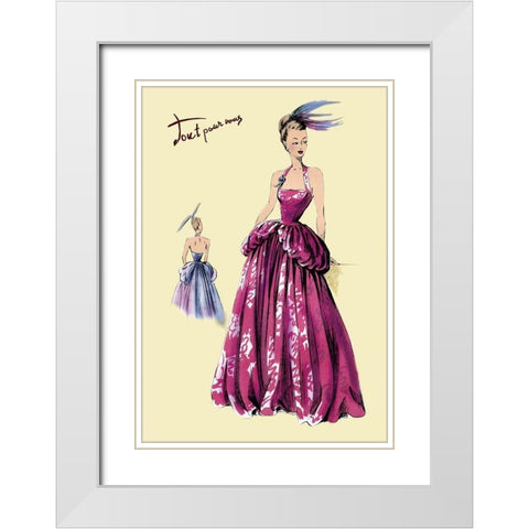 Magenta Evening Gown, 1947 White Modern Wood Framed Art Print with Double Matting by Unknown