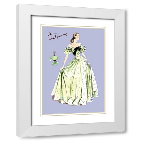 Pleated Lime Gown, 1947 White Modern Wood Framed Art Print with Double Matting by Unknown