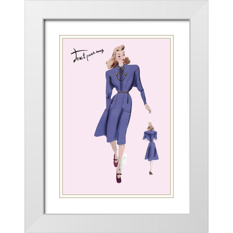 On the Go in Royal Blue, 1947 White Modern Wood Framed Art Print with Double Matting by Unknown