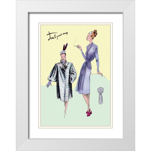 Dinner Dress and Overcoat, 1947 White Modern Wood Framed Art Print with Double Matting by Unknown