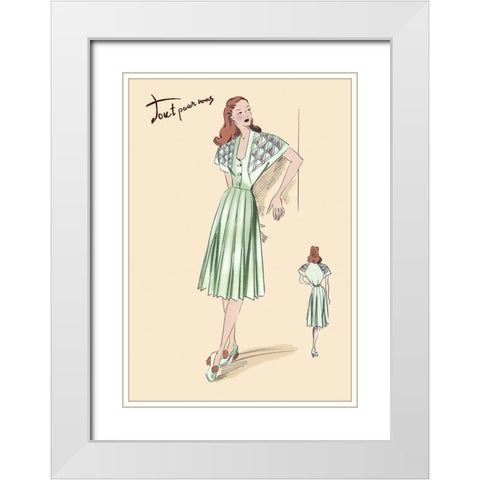 Pleated Summer Dress, 1947 White Modern Wood Framed Art Print with Double Matting by Unknown
