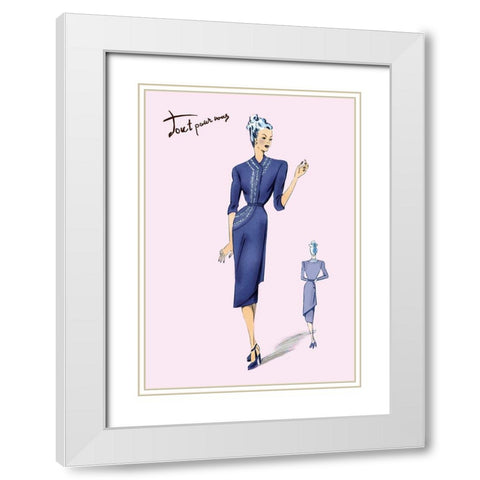 Stylish Blue for Evening, 1947 White Modern Wood Framed Art Print with Double Matting by Unknown