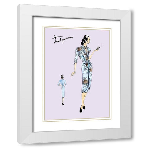 Flowered Dinner Dress, 1947 White Modern Wood Framed Art Print with Double Matting by Unknown