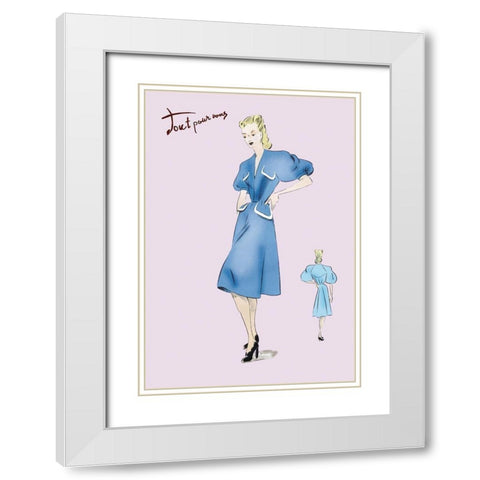 Casual Blue Dress, 1947 White Modern Wood Framed Art Print with Double Matting by Unknown