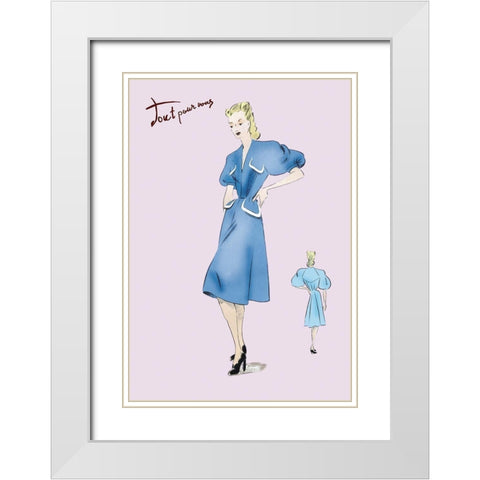 Casual Blue Dress, 1947 White Modern Wood Framed Art Print with Double Matting by Unknown