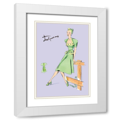 Pastel Summertime Fashion, 1947 White Modern Wood Framed Art Print with Double Matting by Unknown