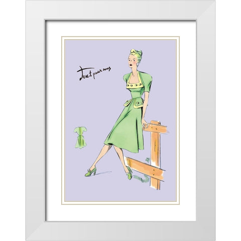 Pastel Summertime Fashion, 1947 White Modern Wood Framed Art Print with Double Matting by Unknown
