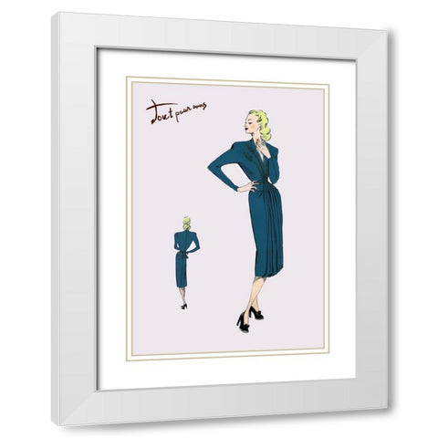 Pleated Long-Sleeved Dress, 1947 White Modern Wood Framed Art Print with Double Matting by Unknown