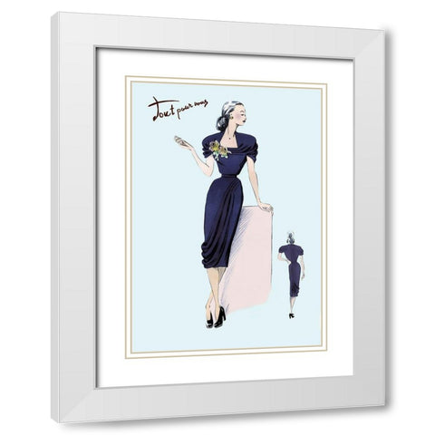 Royal Blue Dress with Corsage, 1947 White Modern Wood Framed Art Print with Double Matting by Unknown