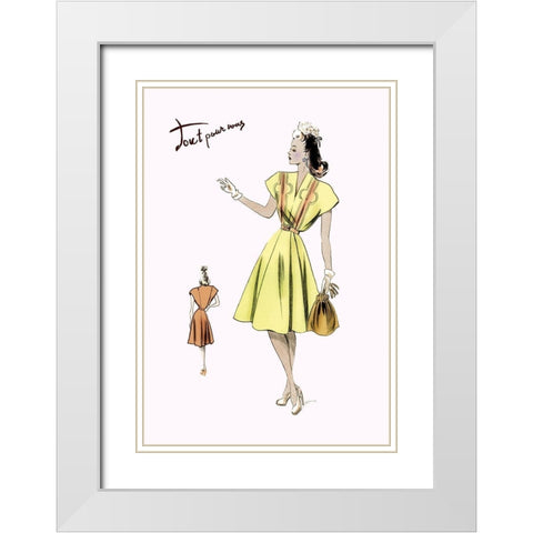 Spring Dress and Bag, 1947 White Modern Wood Framed Art Print with Double Matting by Unknown