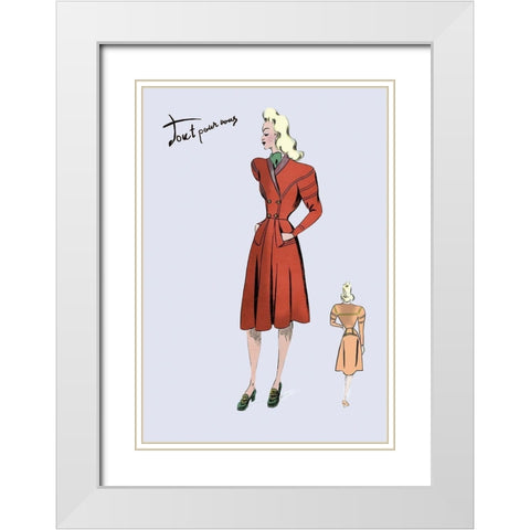 Casual Dress in Autumn Orange, 1947 White Modern Wood Framed Art Print with Double Matting by Unknown