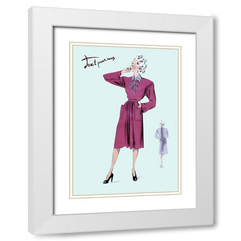 Magenta Dress, 1947 White Modern Wood Framed Art Print with Double Matting by Unknown