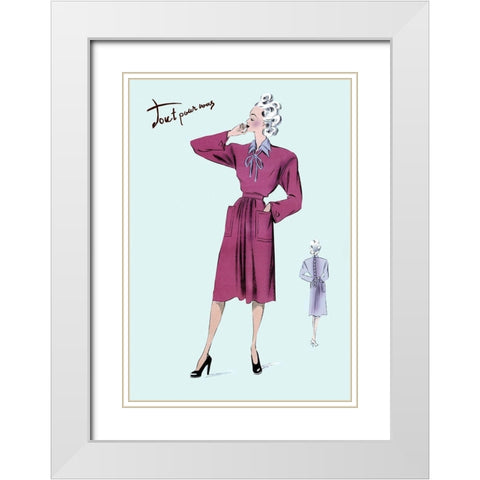 Magenta Dress, 1947 White Modern Wood Framed Art Print with Double Matting by Unknown
