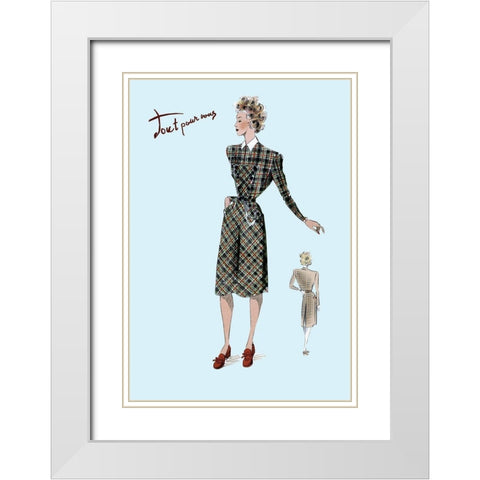 Casual Plaid Dress, 1947 White Modern Wood Framed Art Print with Double Matting by Unknown