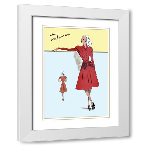 Casual Dress in Red, 1947 White Modern Wood Framed Art Print with Double Matting by Unknown