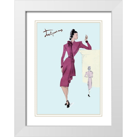 Flap Over Button Dress, 1947 White Modern Wood Framed Art Print with Double Matting by Unknown