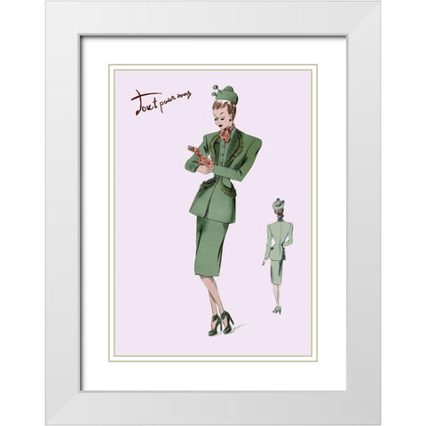 Suit with Hats and Gloves, 1947 White Modern Wood Framed Art Print with Double Matting by Unknown