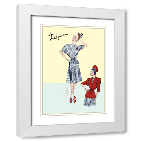 Pleated Sailor Dress with Jacket, 1947 White Modern Wood Framed Art Print with Double Matting by Unknown