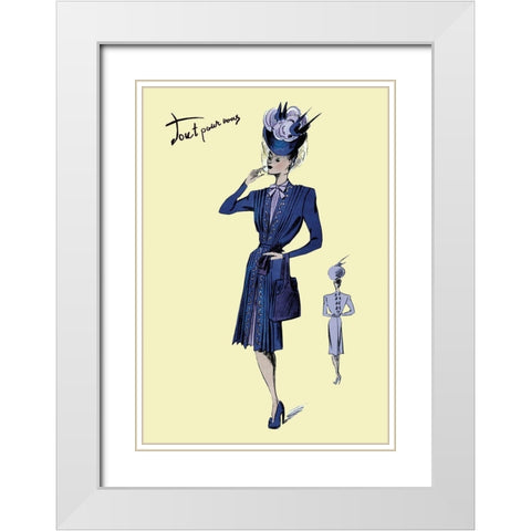 Pleated Dress with Hat and Vail, 1947 White Modern Wood Framed Art Print with Double Matting by Unknown