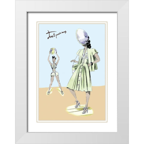 Sundress and Bathing Suit, 1947 White Modern Wood Framed Art Print with Double Matting by Unknown