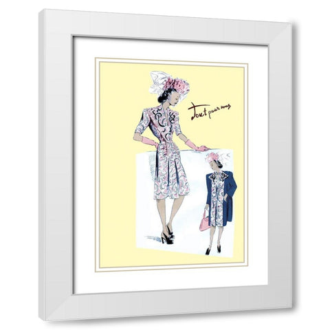 Paisley Dress with Hat, Gloves and Jacket, 1947 White Modern Wood Framed Art Print with Double Matting by Unknown