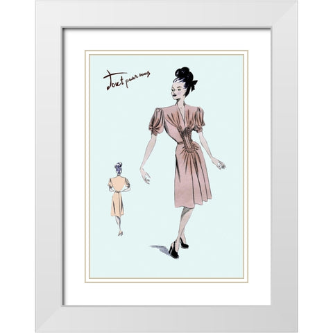 Party Dress with Pleats, 1947 White Modern Wood Framed Art Print with Double Matting by Unknown