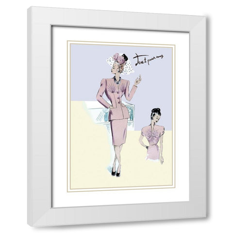 Dressy Evening Suit with Hat and Veil, 1947 White Modern Wood Framed Art Print with Double Matting by Unknown