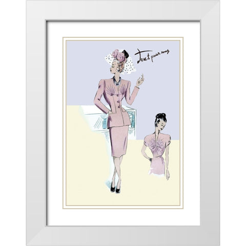 Dressy Evening Suit with Hat and Veil, 1947 White Modern Wood Framed Art Print with Double Matting by Unknown