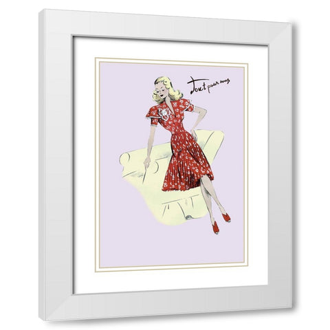 Polka-Dot Spring Dress, 1947 White Modern Wood Framed Art Print with Double Matting by Unknown