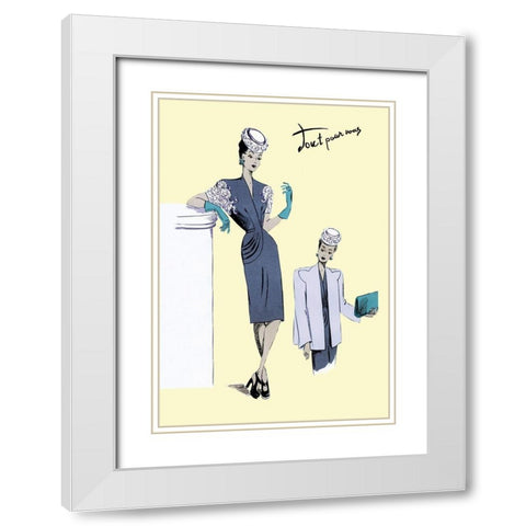 Classy Evening Wear, 1947 White Modern Wood Framed Art Print with Double Matting by Unknown