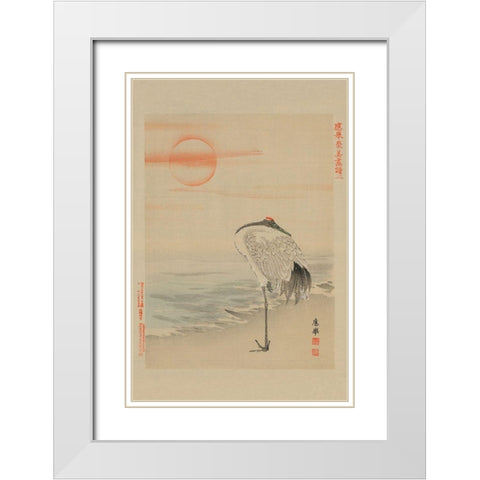 Heron White Modern Wood Framed Art Print with Double Matting by Unknown
