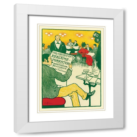 Man Relaxing and Reading the Paper White Modern Wood Framed Art Print with Double Matting by Unknown