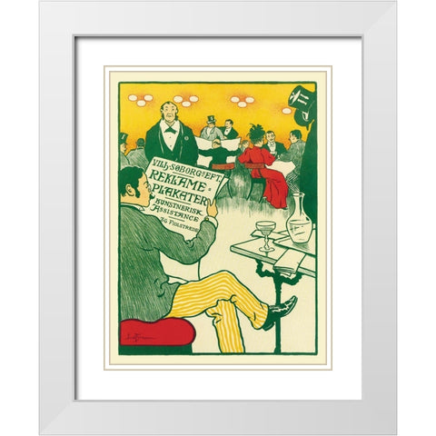 Man Relaxing and Reading the Paper White Modern Wood Framed Art Print with Double Matting by Unknown