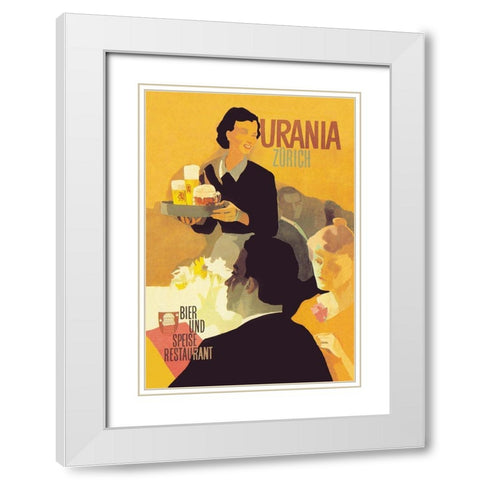 Urania Bier und Speise Restaurant White Modern Wood Framed Art Print with Double Matting by Unknown