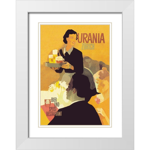 Urania Bier und Speise Restaurant White Modern Wood Framed Art Print with Double Matting by Unknown