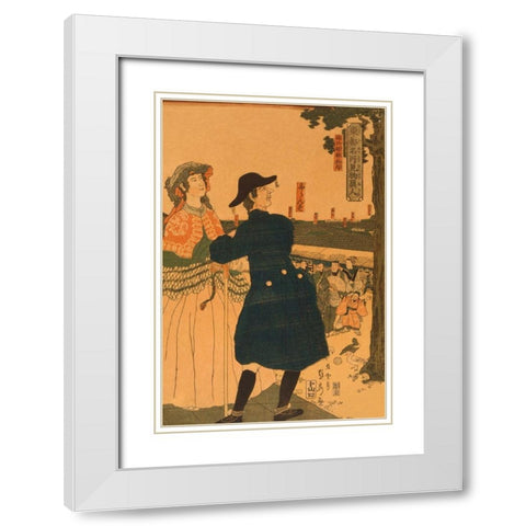 The grounds of Myojin shrine in Kanda (Kanda Myojin shanai), 1861 White Modern Wood Framed Art Print with Double Matting by Utagawa, Sadahide