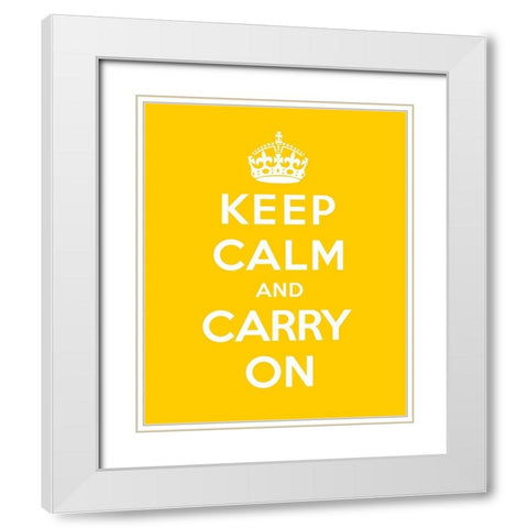 Keep Calm and Carry On - Yellow White Modern Wood Framed Art Print with Double Matting by The British Ministry of Information