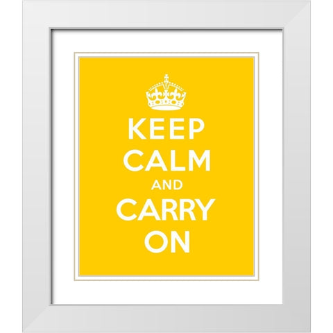 Keep Calm and Carry On - Yellow White Modern Wood Framed Art Print with Double Matting by The British Ministry of Information