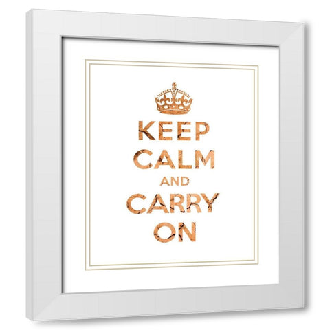 Keep Calm and Carry On - Texture II White Modern Wood Framed Art Print with Double Matting by The British Ministry of Information