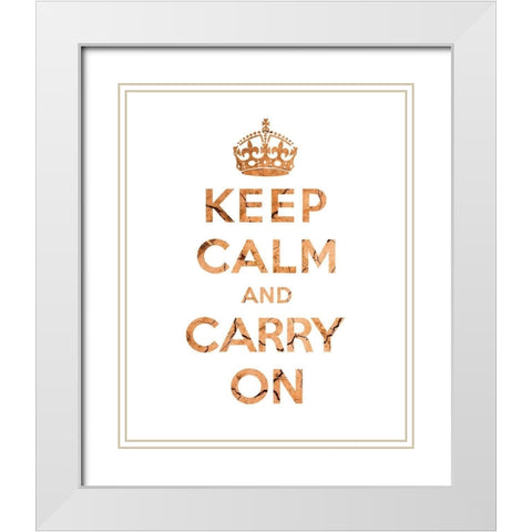 Keep Calm and Carry On - Texture II White Modern Wood Framed Art Print with Double Matting by The British Ministry of Information