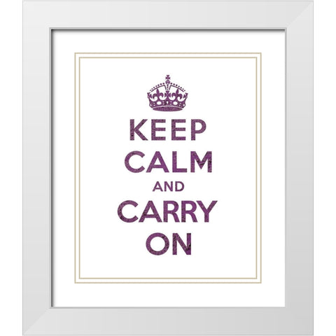 Keep Calm and Carry On - Texture VI White Modern Wood Framed Art Print with Double Matting by The British Ministry of Information